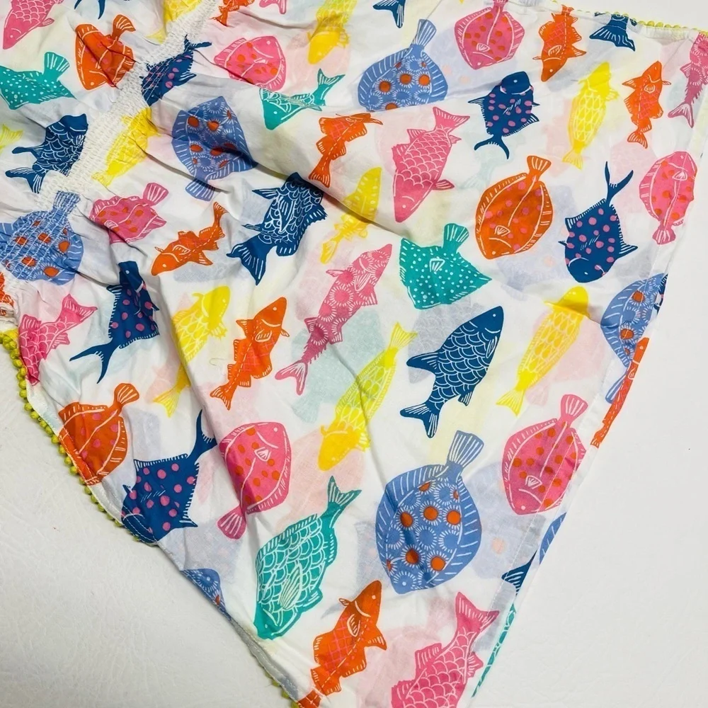 MINI BODEN girls size 9-10 swimsuit cover fish prints